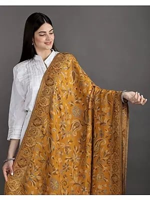 Reversible Jamawar Shawl from Amritsar with Woven Flowers